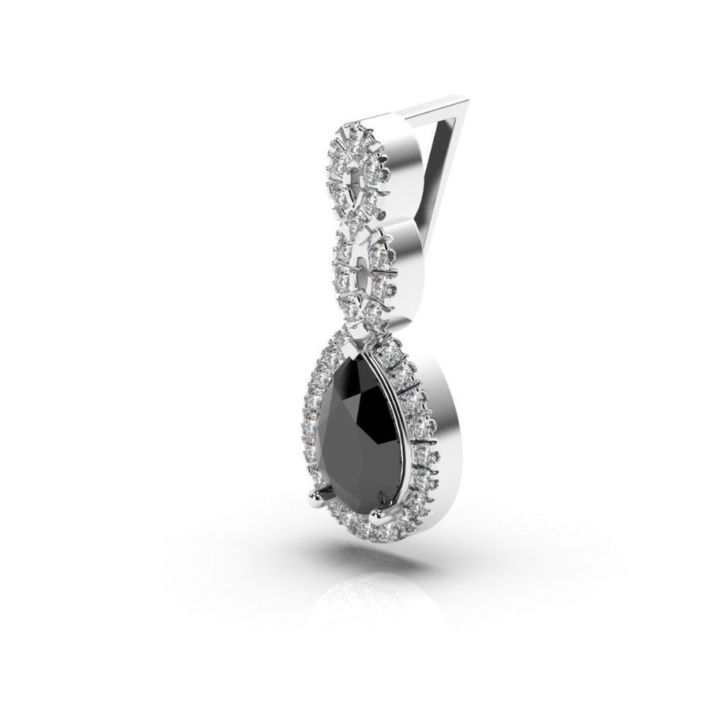 Sterling Silver Round & Pear Shape Black Onyx Fashion .925 Pendant